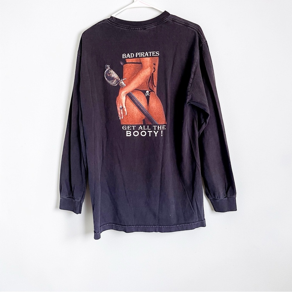 Vintage Bad Pirates Get All the Booty Graphic Long Sleeve Tee